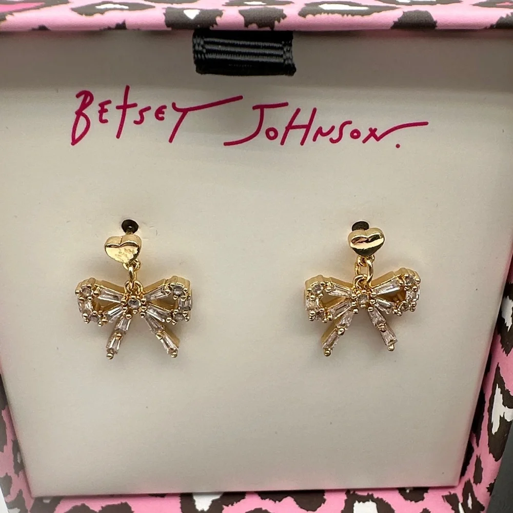 Betsey Johnson Gold Bow Earrings OR Necklace Jewelry (pick one) NWT - Picture 3 of 7